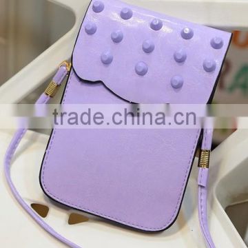 Wholesale lady pu wallet mobile phone bag shoulder bag for cell phone