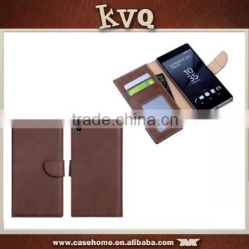 2016 Dark Brown Flip Cover for Sony Xperia Z5 Plus Wallet Leather Case