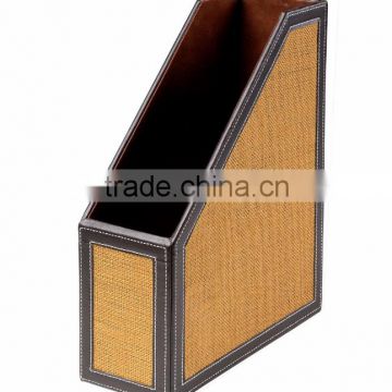 wholesale wooden faux leather file rack/ paper holder A4 size