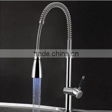 LED Solid Brass Spring Kitchen Faucet