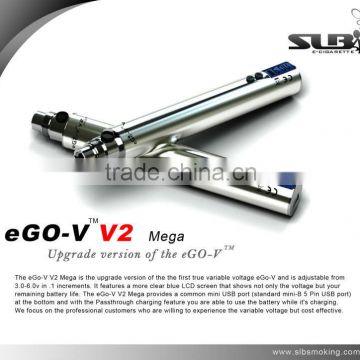 SLB ego v v2 mega PK Ego c twist,1200mah 3-6v LCD variable voltage battery with passthrough charging