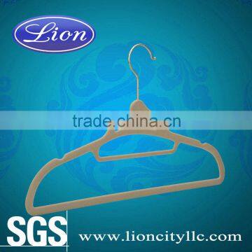 LEC-F5028 velvet material flat hanger for clothing