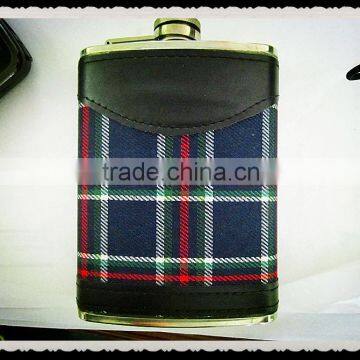 Colourful customized leather wrapped hip flask