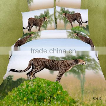 vivid and luxuary animals design 3d reactive printed 100% cotton bedding set