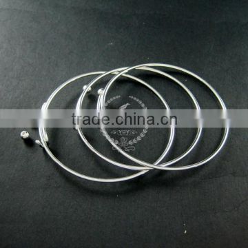65mm diameter silver plated brass double beads screw top adjustable DIY wiring bracelet bangle supplies 1900094