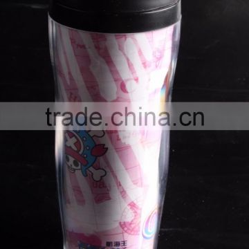 12oz BPA Free Paper insert Double Wall Plastic Tumbler/ thermo mug