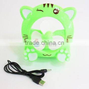 Custom Green Cat Cartoon Portable Fan/Small USB Fan