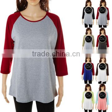 Wholesale 3/4 sleeve unisex raglan shirts