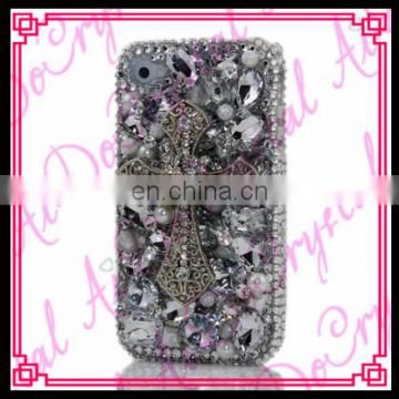 Aidocrystal 2016 New fashion White Crystal Rhinestone Cross bling bling phone case for htc desire 600