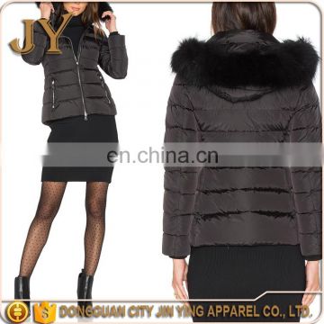 black fur trimmed parka detachable hood women clothing leather jacket with fur collar