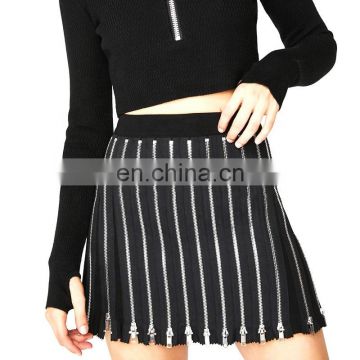 TWOTWINSTYLE Zipper Skirt For Women Elastic High Waist Straight Summer Sexy Hot Skirts Patchwork