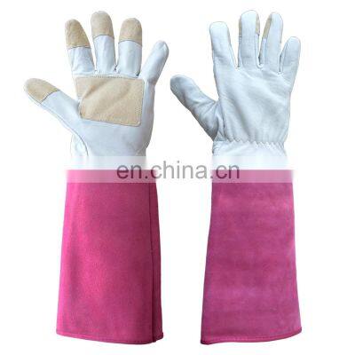 HANDLANDY wholesale in Stock putting on leather Pigskin Puncture Resistance gardening gloves for Ladies women
