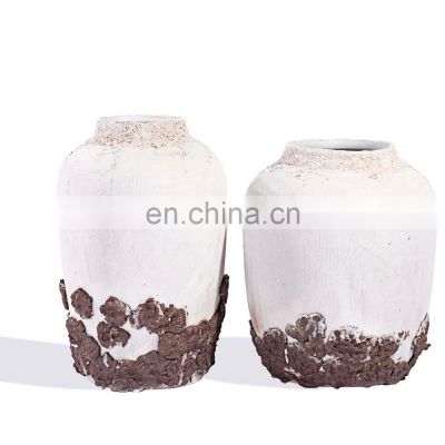 Wabi Sabi Handmade Jingdezhen Tabletop Ceramics Decor Clay Flower Vase For Living Room
