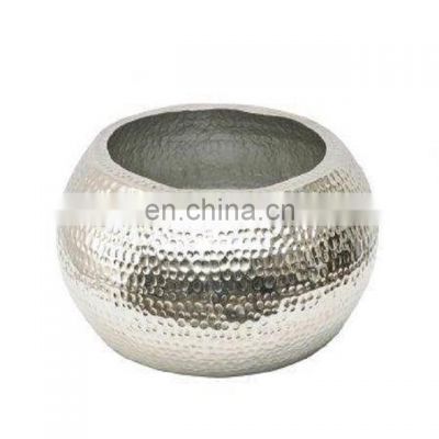 round hammered silver bowl