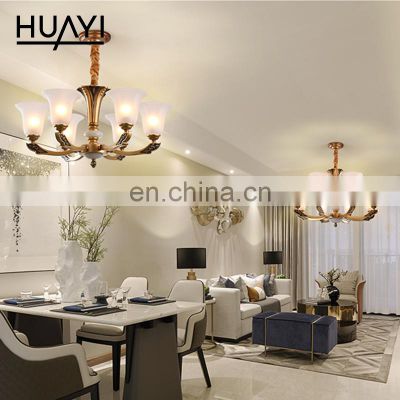 HUAYI Hot Product Hotel Villa Indoor Decorative Warm White Glass E27 Hanging Luxury More Bulbs Chandelier