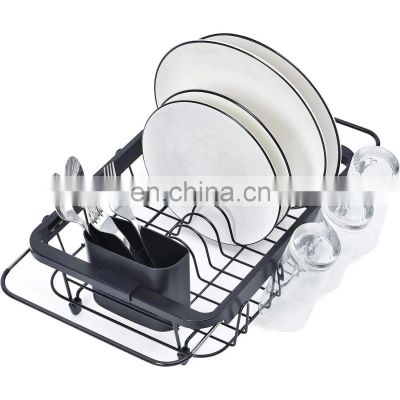 Expandable Dish Drying Rack Over The Sink Adjustable Dish Rack in Sink/ On Counter Dish Drainer with Utensil Holder for Kitchen