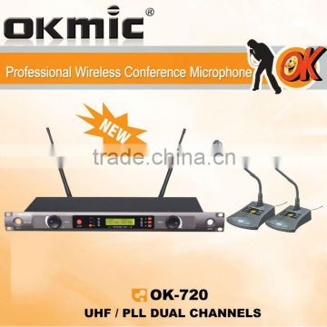 OK-720 UHF wireless microphone Dual Channels/UHF PLL 32/99 channels