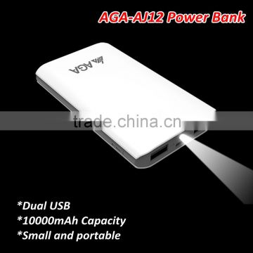 AGA mini smart power bank 10000mAh | utra thin portable charger for phone and other USB devices | mobile phone charger in pocket