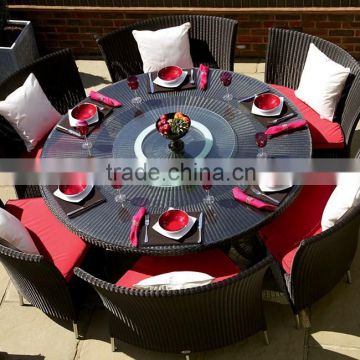 Garden rattan dining set round table 6 seat