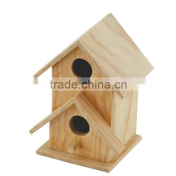 Cheap pine wooden bird house with two holes