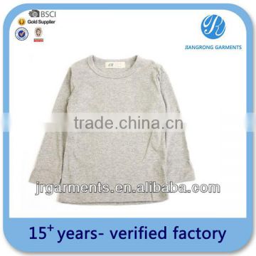 Manufacture Child's Breathable Blank Gray casual Girl's long sleeve t shirts