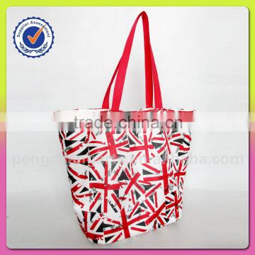 polyester beach bag with red color women handbags
