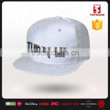 White polyester flat visor cap with black embroidery for parents and child