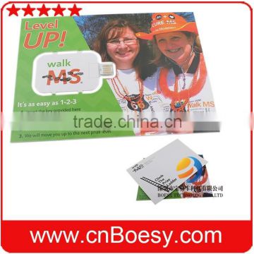 A6 flat paper size customized logo paper USB flash drive as best advertising gift