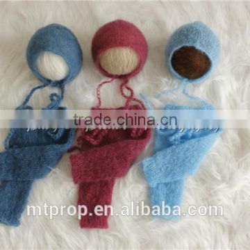 Knitted Silk Mohair Pants And Bonnet Set Newborn Photo Prop Many Colours Available