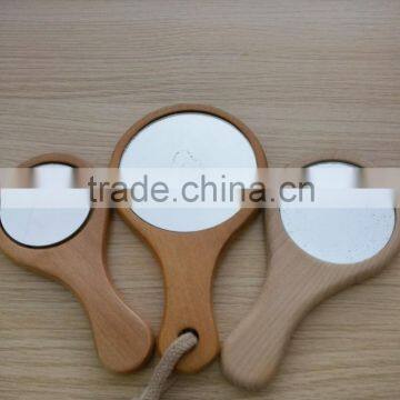 Cheap mini wooden hand mirror