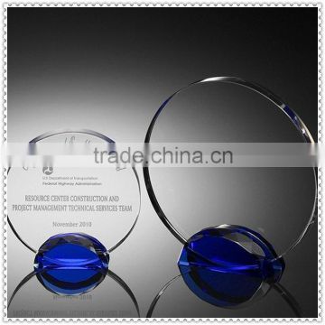 Personality Glass Round Awards With Blue Crystal Base