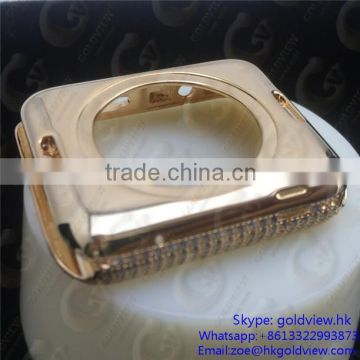 2015 new arrival for apple watch gold housing case cover, Gold diamond case housing for apple watch