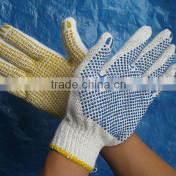 durable PVC dotted working gloves,polyester dots glovestton