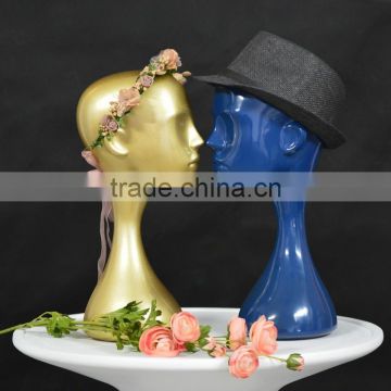 Fashion Blue /Golden Long Neck Female Mannequin Display for Wig/ Hat