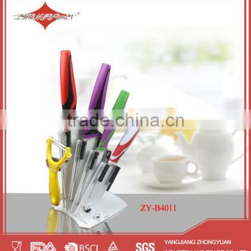 2015 kitchen 5pcs colored ceramic knife set with stand