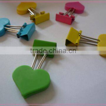 Assorted colors heart shape ABS metal binder clips