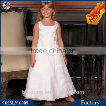 2015 Latest Design A LINE FLOWER GIRL DRESS / Pure White Sleeveless Dress Flower Girl