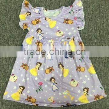 Princess printed kids clothes girl dress pretty baby cartoon clothes high quality cute baby clothes