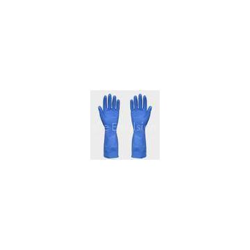 Mans Blue Household Latex Gloves With beaded cuff , straight cuff