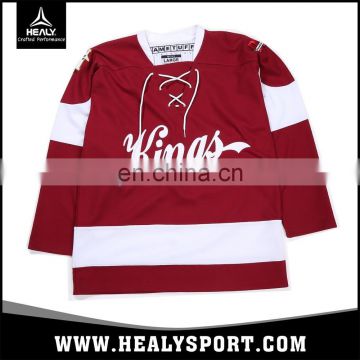2017 Custom heat transfer printed big logo college hockey game jersey