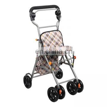 Lightweight aluminum portable folding shopping cart rollator walker with 6 wheels