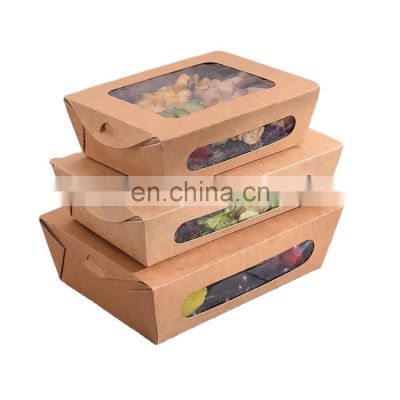 Sunkea 500ml customized packaging kraft paper food container salad box