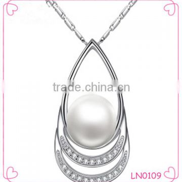 Luxury 18K White Gold Plated Pearl Necklace Women Jewelry Wholesale