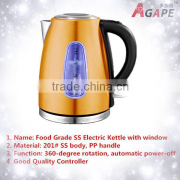 1800W 1.7L Electric Stainless Steel Water Kettle Luxury Food Grade Rapid Heating WithTransparent Water Level Gauge AEK-832C-G