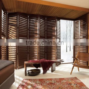 Custom white outdoor wood folding blinds for windows and doors
