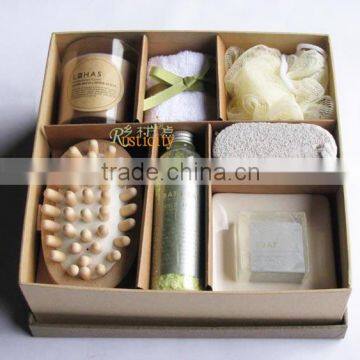 SPA/Bath Set With Candle /High-End Shower Gift Set with wood massager