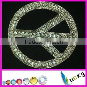 hot fix rhinestone trim motif design with shapes stone peace design