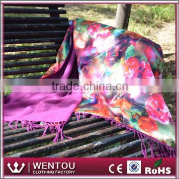 Fashionable long digital silk scarf printing shawl