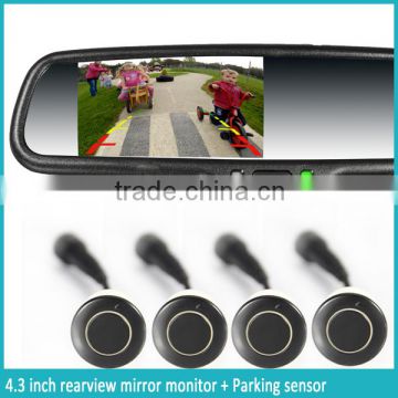 Latest 4.3 inch car rear view mirror monitor with universal bracket and waterproof camera