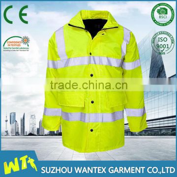 hot sale reflective 100% polyester with pu coating safety working winter jacket parka with reflector